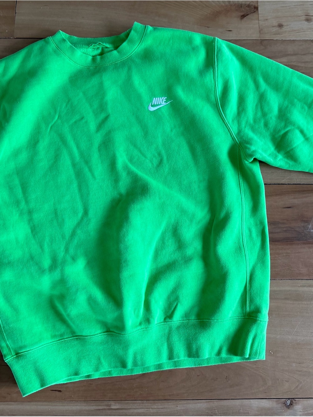 Nike Bright Green Crewneck Sweatshirt with White Swoosh